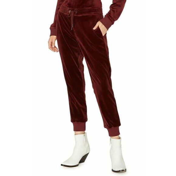 Sanctuary Red Burgundy Scarlet Velour Active Jogger Pant Large NEW - Picture 4 of 5
